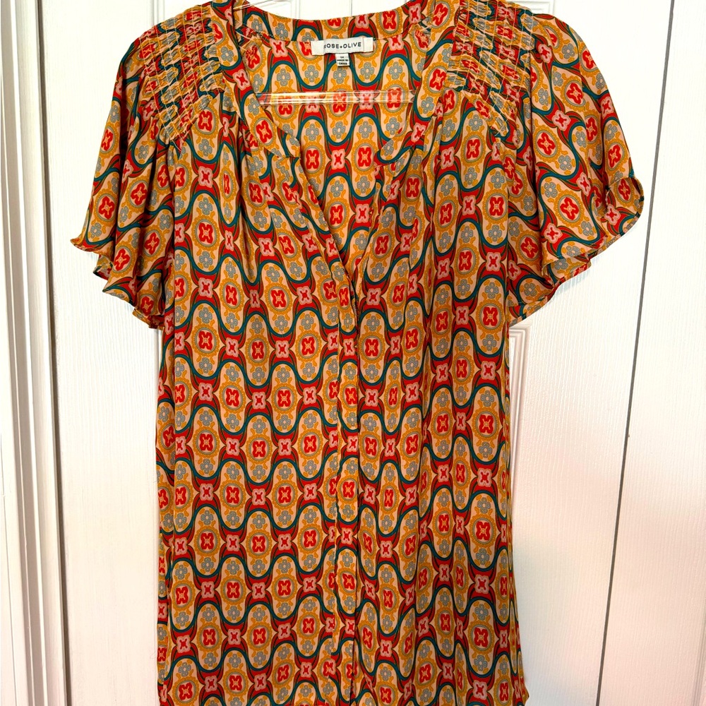 Rose + Olive blouse lightweight 1X